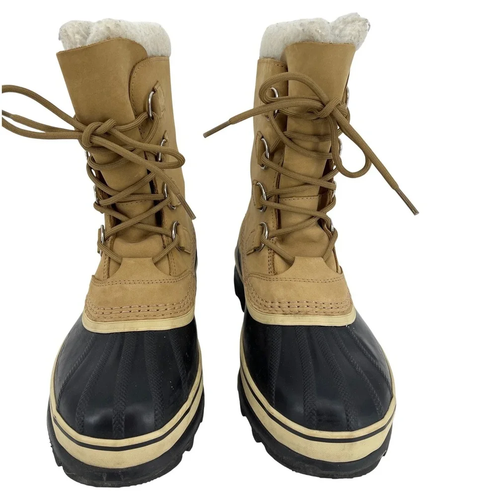 Sorel Caribou Snow Boots Mens 8 EU39 Tan Waterproof Insulated Winter Leather
